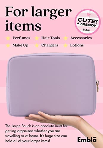 Embla Large Makeup Bag and Waterproof Nylon Travel Toiletry Bag, Large Capacity Cosmetic Zipper Pouch, Lavender - color: Lilac, size: Large