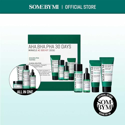 SOME BY MI AHA BHA PHA 30Days Miracle AC SOS Kit - Toner 1.01Oz, Serum 0.33Oz, Cream 0.7Oz, Foam 1.01Oz - Mild Exfoliating Daily Skin Care Set - Skin Wastes, Sebum, Oiliness Care - Korean Skin Care - color: Miracle Kit with Foam