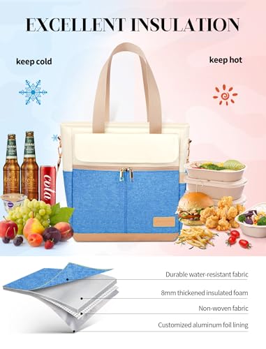 JOYHILL Lunch Bag for Women, Lunch Tote Leakproof Insulated Lunch Box with Shoulder Strap, Adult Reusable Lunch Cooler Tote Bags for Work Picnic Camping Beach (I-LIGHT BLUE) - color: I-LIGHT BLUE