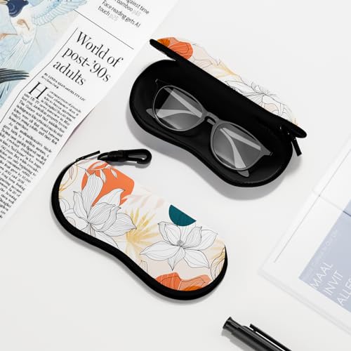 Sunglasses Soft Case, Ultra Light Portable Neoprene Zipper Glasses Case for Men Women - color: Colorful Flower