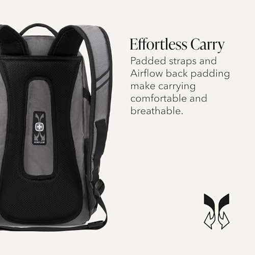 SWISSGEAR City Pack Backpack, Slim Profile Daily Carry, Airflow Back Panel, Tablet Pocket, and Lay-Flat Organizer, Grey Ballistic, 15.9L, 18-Inch - color: Grey Ballistic