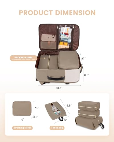 LOVEVOOK Travel Backpack for Women, TSA Carry On Backpack Flight Approved Luggage, 40L Water Resistant Personal Item Daypack Large Weekender Bag fit 17 inch Laptop with 3 Cubes, Beige-khaki-black - color: Beige-khaki-black, size: 40L-17.3 Inch-4Pcs