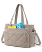 BAGSMART Lunch Bag Women Large Lunch Box Insulated Tote Bag with Multi-Pockets Quilted Puffy Tote for Work, Outdoors - color: 02-Brown