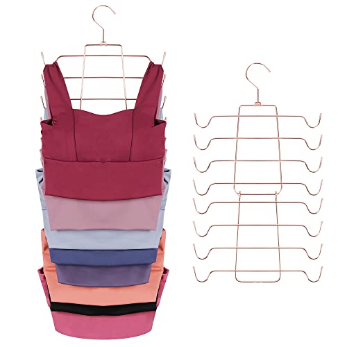 ZEDODIER 2 Pack Tank Top Hanger Space Saving, Bra Hangers for Closet Organizer, Hanging Bra Organizer Tank Tops Holder with 16 Hooks, Closet Organizers and Storage Small Space Solutions, Rose Gold - color: Rose Gold, size: 2 Pack