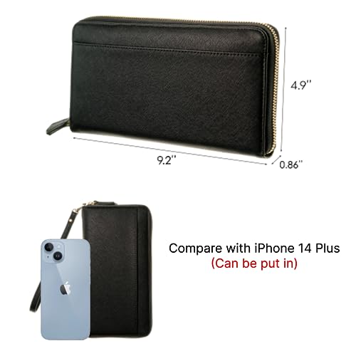 Travel Document Organizer - RFID Passport Wallet Case Family Holder Id Wristlet - color: Family Black