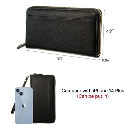 Travel Document Organizer - RFID Passport Wallet Case Family Holder Id Wristlet - color: Family Black