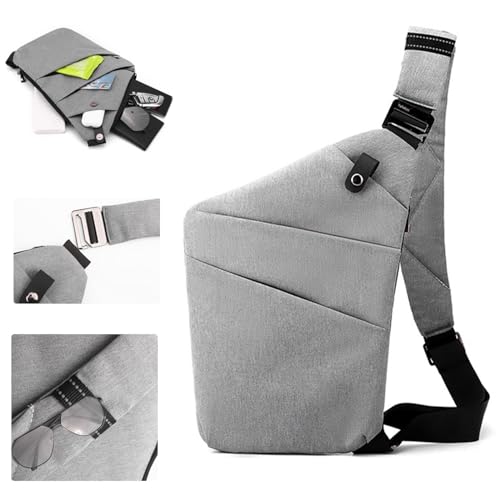 Crossbody Travel Bags for Women, Anti Theft Proof Safe Slim Sling Travel Purses, Personal Flex Shoulder Bag for Men Women - color: Grey, size: Right Shoulder