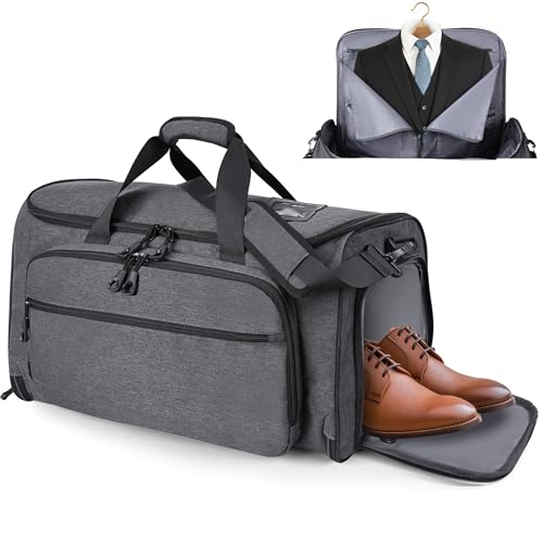 HILOMON Garment Duffle Bags for Travel, YKK Zippers Carry On Convertible Suit Bag with Waterproof Compartment & Shoe Compartment & Shoulder Strap - color: Waterproof Compartment