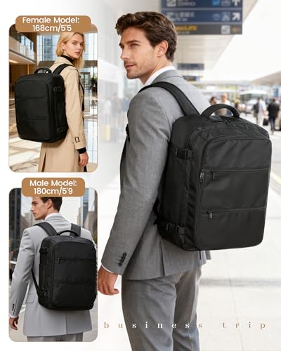 Travel Vacuum Backpack with Garment Bag, Large 18×14×8 Suit Carry on Bags Flight Approved, Personal Item Luggage with Vacuum System, Carry On Suit Luggage for Men Women, Black - color: A16-black-with Pump
