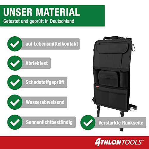 ATHLON TOOLS car seat organizer with integrated tablet holder - Reinforced back - with extra pen pocket - for business and children - Designed in Germany