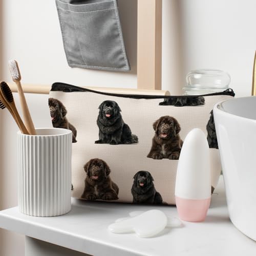 Newfound Dog Makeup Bag, Newfound Lovers Gifts Cosmetic Bag for Women, Dog Mom Lovers Owner Gifts for Women Christmas, Pet Lover Gift Zipper Travel Makeup Pouch for Purse - color: newfoundland