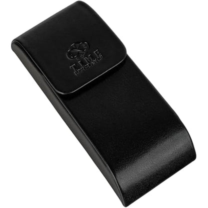 Time Resistance Leather Glasses Case - Hard Shell Leather Glasses Case - Made in Italy - color: Black