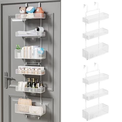 HapiRm Over Door Organizer Storage - Separable Door Organizer Hanging with 6 Metal Large Capacity Baskets for Bathroom Bedroom Kitchen Pantry Closet (White) - color: White, size: 6-Tier