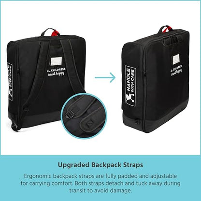 J.L. Childress Padded Compact Travel Stroller Bag for Airplane - Fits Most Compact-Fold Single Baby Strollers, AirTag Compatible, Black, Expands from 21"W x 23"H x 7"D to 21"W x 23"H x 11"D - style: Padded