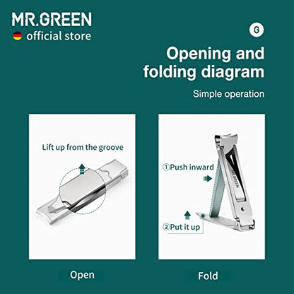 MR.GREEN Collapsible Nail Clippers Small and Thin Portable Travel Nail Scissors Cutter Stainless Steel Manicure Tools with Nail Files (Brown Leather Case+ Iron Box) - size: Brown Leather Case + Iron Box