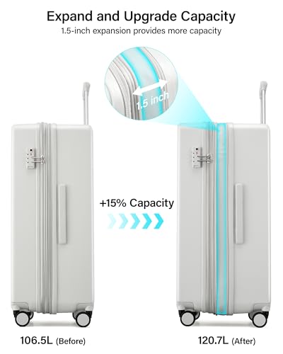 Hanke Expandable Luggage Sets 2 Piece, 20 Inch and 28 Inch Luggage Sets with Spinner Wheels, Durable PC Hard Shell Rolling Suitcase with TSA Lock for Travel (20/28 Inch, Smoke White) - color: Smoke White, size: Expandable 2-Piece Set(20/28)