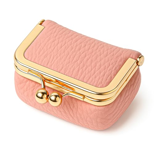 Mini Portable Jewelry Box, Leather Mini Travel Jewelry Case with Kiss Lock Small Rings Organizer Box for Women Rings Earrings Necklace Bracelets Storage