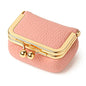Mini Portable Jewelry Box, Leather Mini Travel Jewelry Case with Kiss Lock Small Rings Organizer Box for Women Rings Earrings Necklace Bracelets Storage