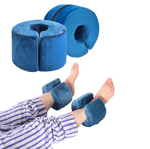 Adult Bed Sore Pads Wedge Foot Support Pillow Pressure Ulcer Ankle Protector Ring Foot Rest Pillows Bedridden Patient Elderly Heel Cushion Sleeping Elevated Foam Pad Leg Post Surgery Recovery Pillow - color: Blue,2pcs