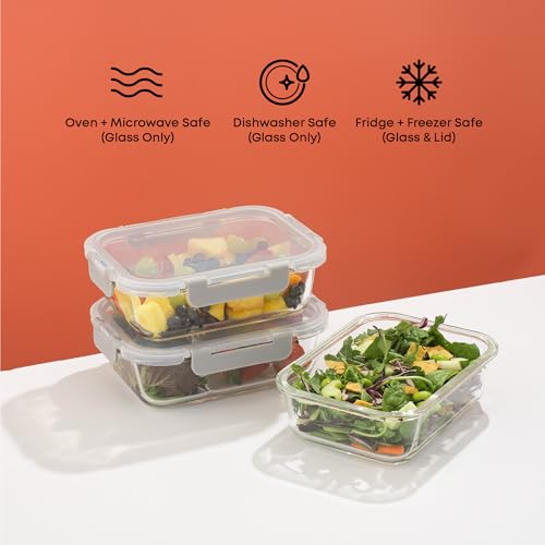 JoyJolt Glass Food Storage Containers with Lids. 5 Pack Glass Meal Prep Containers Reusable 35oz Single Compartment Airtight Container Set. Lunch Containers for Adults and Kitchen Storage Containers - color: Gray