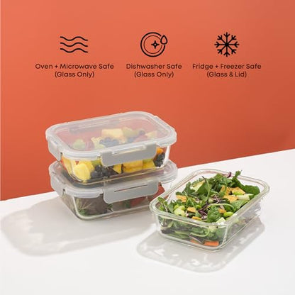 JoyJolt Glass Food Storage Containers with Lids. 5 Pack Glass Meal Prep Containers Reusable 35oz Single Compartment Airtight Container Set. Lunch Containers for Adults and Kitchen Storage Containers - color: Gray