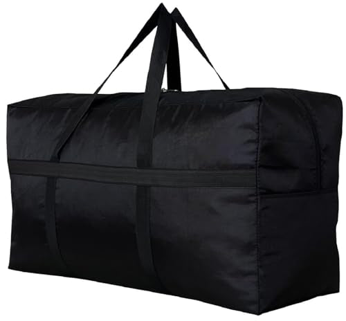 YiKitHom Extra Large Storage Duffle Bag for Travel, Black Oversized Giant Big Traveling Duffle Bag - color: Black, size: 56"L x 15"W x 27"H