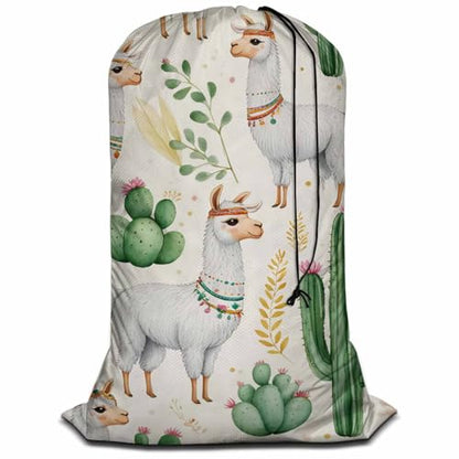 Swono Cute Llama Heavy Duty Large Laundry Bags 1 Pack 28 x 40 Inch Desert Cactus Plant Cacti Animal Plant XL Drawstring Travel Organizer Bag Fit Hamper Basket Camp Home, 4 Loads of Clothes - color: Cute Llama