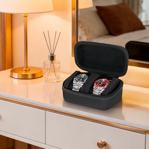 2 slots watch storage box, portable hard watch travel box, watch storage display storage box, padded watch portable box for watches - size: 2 Slot