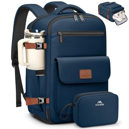 MATEIN Personal Item Travel Backpack, Lightweight Frontier Personal Item Bag with Shoe Compartment 15.6 inch Water Resistant Travel Laptop Backpack Airline Approved Underseat Backpacks for Women, Blue - color: Blue