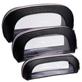 BS-MALL Makeup Bag Set Clear Travel Toiletry Organizer Pouches - Waterproof Cosmetic Bags with Zippers for Women, Toiletry Travel Kit for Vacation & Daily Use Pack of 3 - color: Black