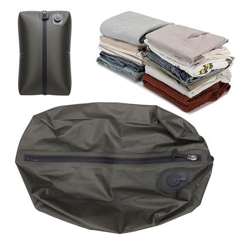 ITEFDTUTNE Travel Vacuum Bags with Built in Pump, 20L Rechargeable Folding Vacuum Storage Space Saver Bags Compression Packing for Clothes Comforters Luggage Travel (Green Grid) - color: Green Grid