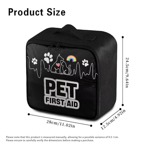First Aid Case Empty Pet Heartbeat Pattern Veterinary Medic Bag for Animal Clinics and Pet Owners Includes Secure Zipper Compartments Breathable Mesh Panels Soft Lining Washable Material - color: Pet Heartbeat