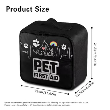 First Aid Case Empty Pet Heartbeat Pattern Veterinary Medic Bag for Animal Clinics and Pet Owners Includes Secure Zipper Compartments Breathable Mesh Panels Soft Lining Washable Material - color: Pet Heartbeat