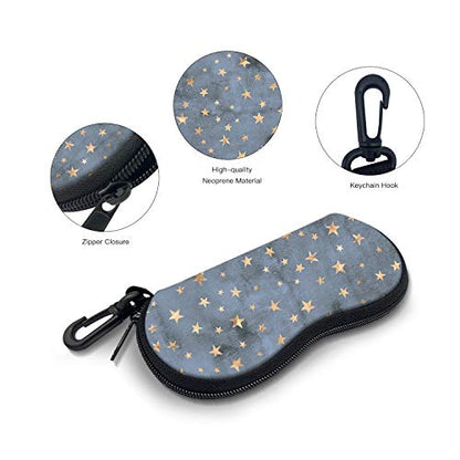Sunglasses Soft Case with Carabiner Ultra Light Neoprene Zipper Glasses Case - color: Stars