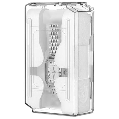Healeved Acrylic Display Watch Case Clear Box with Inner Holder Watch Display Case for Wristwatches Portable Container for Women Men, 4.72X2.63X1.65In