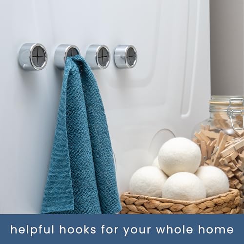 S&T INC. Round Adhesive Push Towel Hooks for Kitchen, Hand and Dish Towels, Grey, 4 Pack - color: Gray