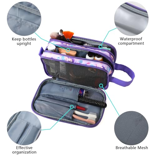 Kids Toiletry Bag for Girls, Travel Toiletry Bag for Little Young Girls Cosmetic Bag Makeup Bag Waterproof Hanging Wash Bag Toddler Toiletries, Mermaid Purple - color: Mermaid-Purple