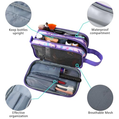 Kids Toiletry Bag for Girls, Travel Toiletry Bag for Little Young Girls Cosmetic Bag Makeup Bag Waterproof Hanging Wash Bag Toddler Toiletries, Mermaid Purple - color: Mermaid-Purple