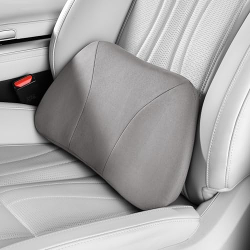 Lumbar Support Pillow,Back Pain Relief Cushion,fits tightly around the waist,Memory Foam,Skin-friendly Suede Fabric,fit Car Drive,Office chair,Rest seat,Improve Posture,Portable,15.5''Lx 8.7''H - color: Grey