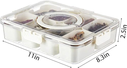 Divided Veggie Tray with Lid and Handle 8 Compartment Serving Tray with Dividers Portable Travel Snack Containers Stackable Snackle Box Charcuterie Container for Fruit,Vegetable,Salad - size: 1 Pack-8 Compartment