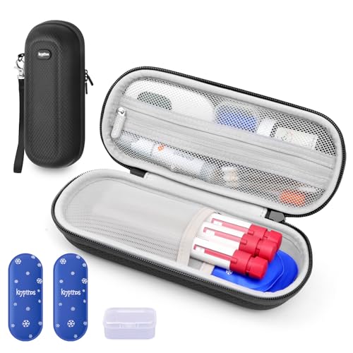 Krypthos Insulin Cooler Travel Case, Diabetes Travel Bag with 2 TSA Approved Ice Packs, Portable Medication Organizer for Diabetic Insulin Pens, Vials & Syringes for Travel & Daily Use (Black) - color: Black