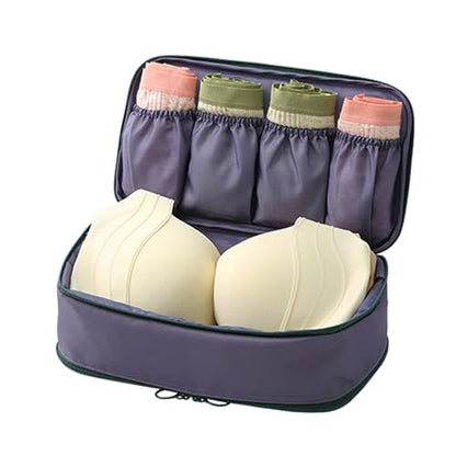 Portable Underwear Bra Storage Bag Waterproof Travel Organizers Multi-Layer Toiletry Packing Cube - color: deep Purple
