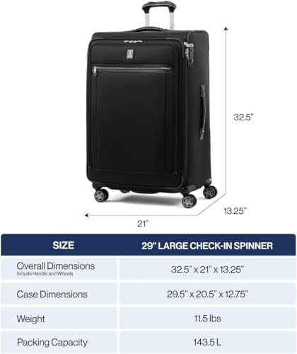 Travelpro Platinum Elite Softside Expandable Checked Luggage, 8 Wheel Spinner Suitcase, TSA Lock, Men and Women, Pilot Green, Checked Medium 25-Inch - color: Pilot Green, size: Checked-Medium 25-Inch
