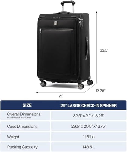 Travelpro Platinum Elite Softside Expandable Checked Luggage, 8 Wheel Spinner Suitcase, TSA Lock, Men and Women, Pilot Green, Checked Medium 25-Inch - color: Pilot Green, size: Checked-Medium 25-Inch