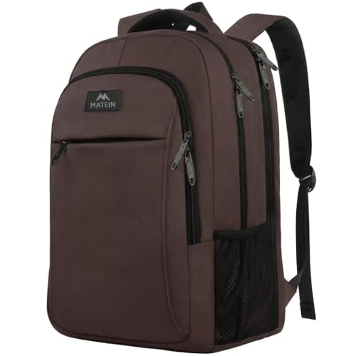 MATEIN 32L Laptop Backpack, Water Resistant School BookBag Fits 15.6 Inch Laptop Computer, Sturdy Personal Item Bag Casual Travel Daypack Carry on Underseat Luggage Backpack for Airlines, Brown - color: Tawny Brown, size: 15.6 Inch