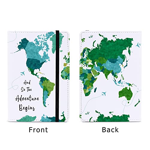 Passport Book Holder,Passport Wallet for Men Mr and Mrs for Women Passport Cover Passport Case for Couples Books Holder Mother's Day (6x4 Inch) - color: Green Map-1pcs