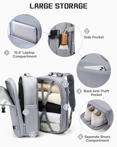wepadre Vacuum Backpack Travel with Pump Travel Backpack with Vacuum System Expandable Vacpack Compression Backpacks for Travel Easy Vac Pack Carry on Luggage Grey - color: Grey