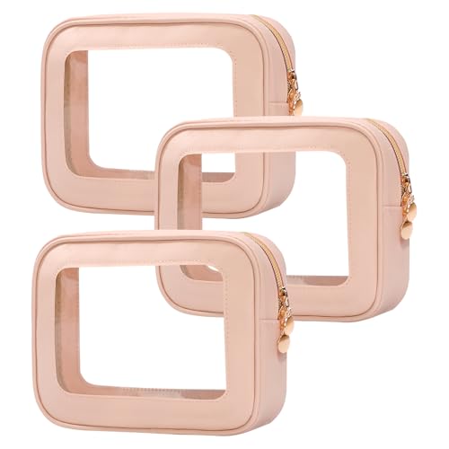 3PCS Diaper Bag Organizer Pouch Set，Clear Organizer Bags,TSA Approved Toiletry Bag,Clear Waterproof Cosmetic Bags with Zipper,Purse Organizer Pouches,Travel Organizer Bags for Woman and Kids - color: Pink, size: 3PCS