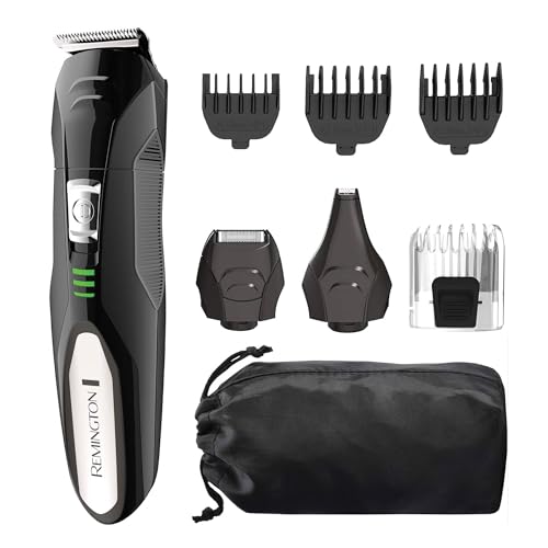 Remington All-in-One Grooming Kit, Lithium Powered, 8 Piece Set with Trimmer, Men's Shaver, Clippers, Beard and Stubble Combs, PG6025, Black - size: 8-piece set