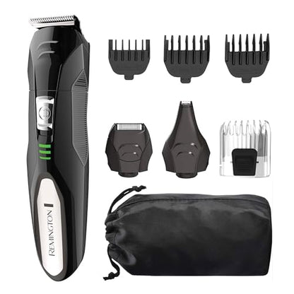 Remington All-in-One Grooming Kit, Lithium Powered, 8 Piece Set with Trimmer, Men's Shaver, Clippers, Beard and Stubble Combs, PG6025, Black - size: 8-piece set